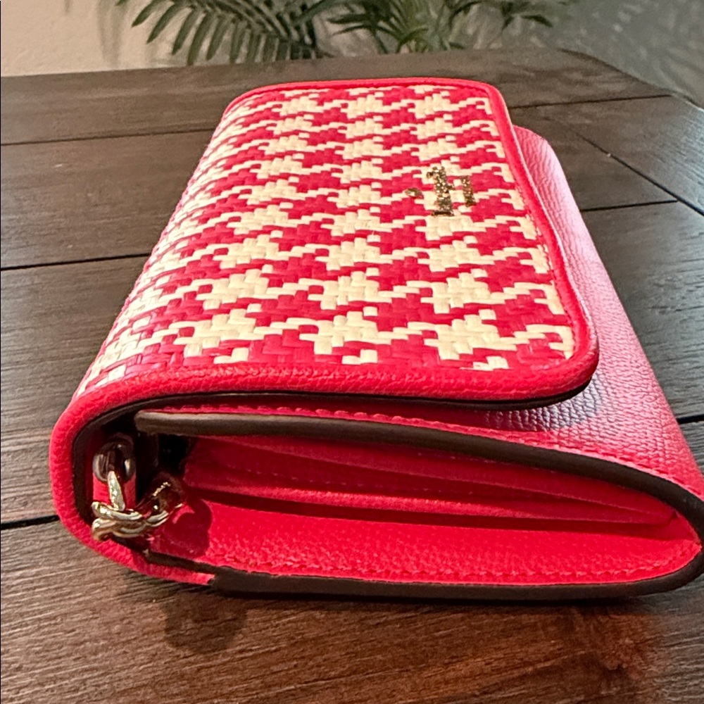 kate spade NWT $289 pink and cream woven crossbody clutch - Picture 13 of 13